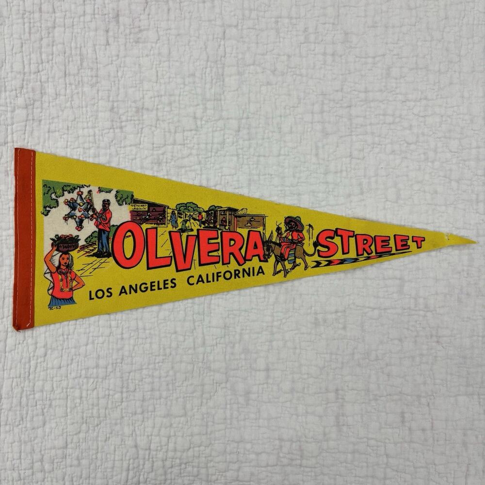 Vintage Olvera Street Los Angeles Calirfornia Pennant 17”